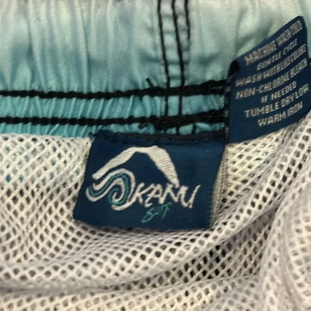 Kanu Boys Shades of Blue, Black & Grey Lined Swim Trunks